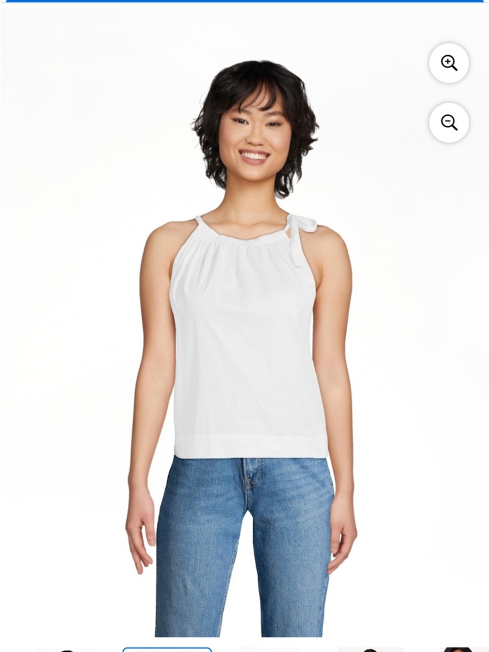 Free Assembly White Organic Cotton Tie-neck Top women’s size Small